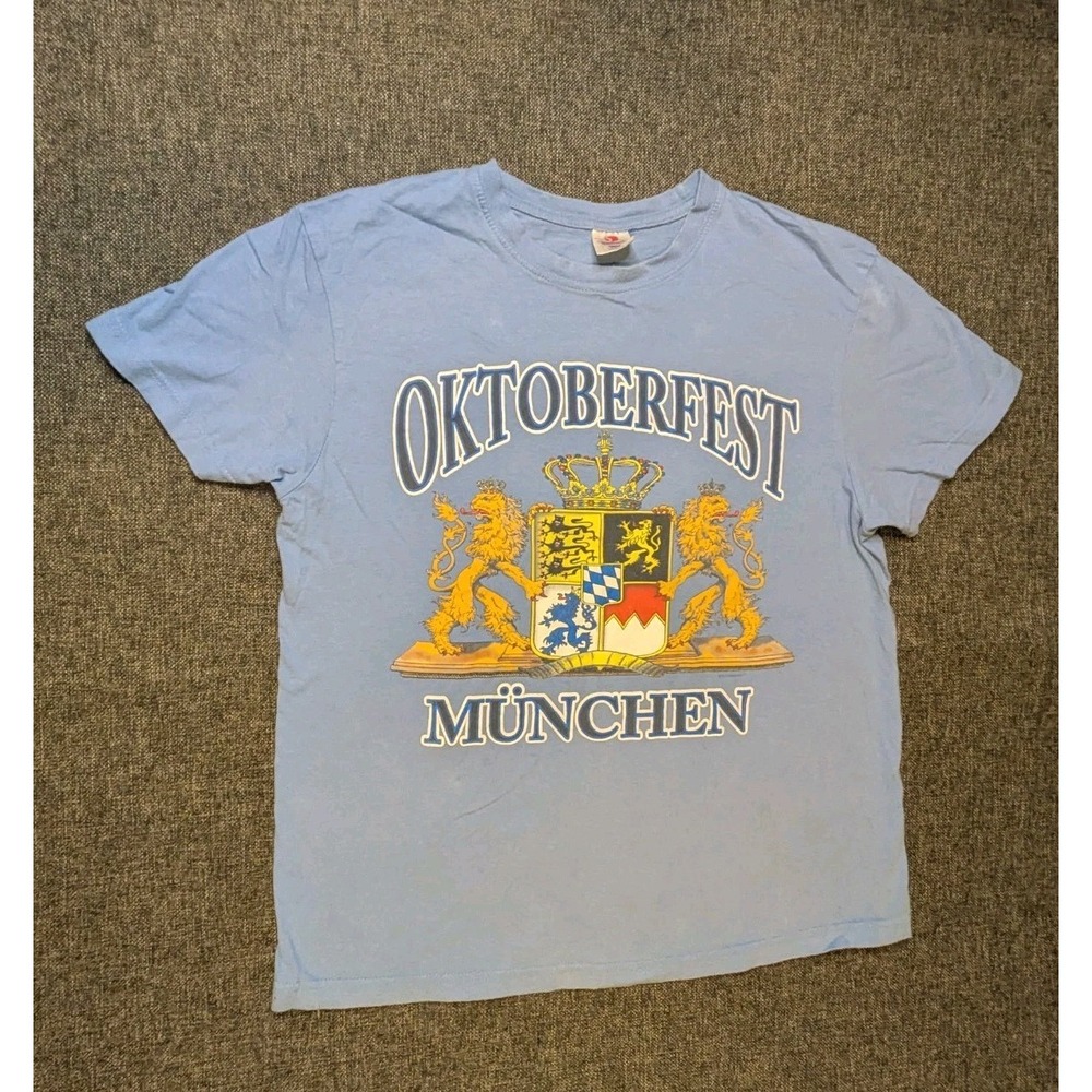 Vintage Oktoberfest Munchen Germany Beer Graphic T-shirt Blue Men's Large Tee